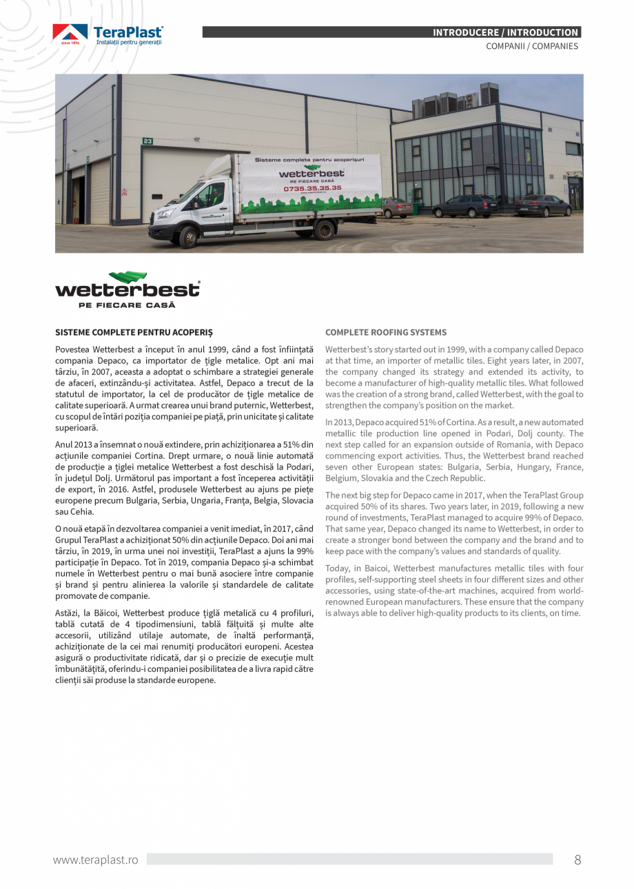 Pagina 8-Catalog tehnic - Interioare  Catalog, brosura Romana, Engleza : 60% of the shares of the
company...