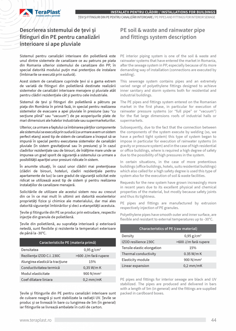 Pagina 44-Catalog tehnic - Interioare  Catalog, brosura Romana, Engleza t la
temperaturi ridicate (60°C...