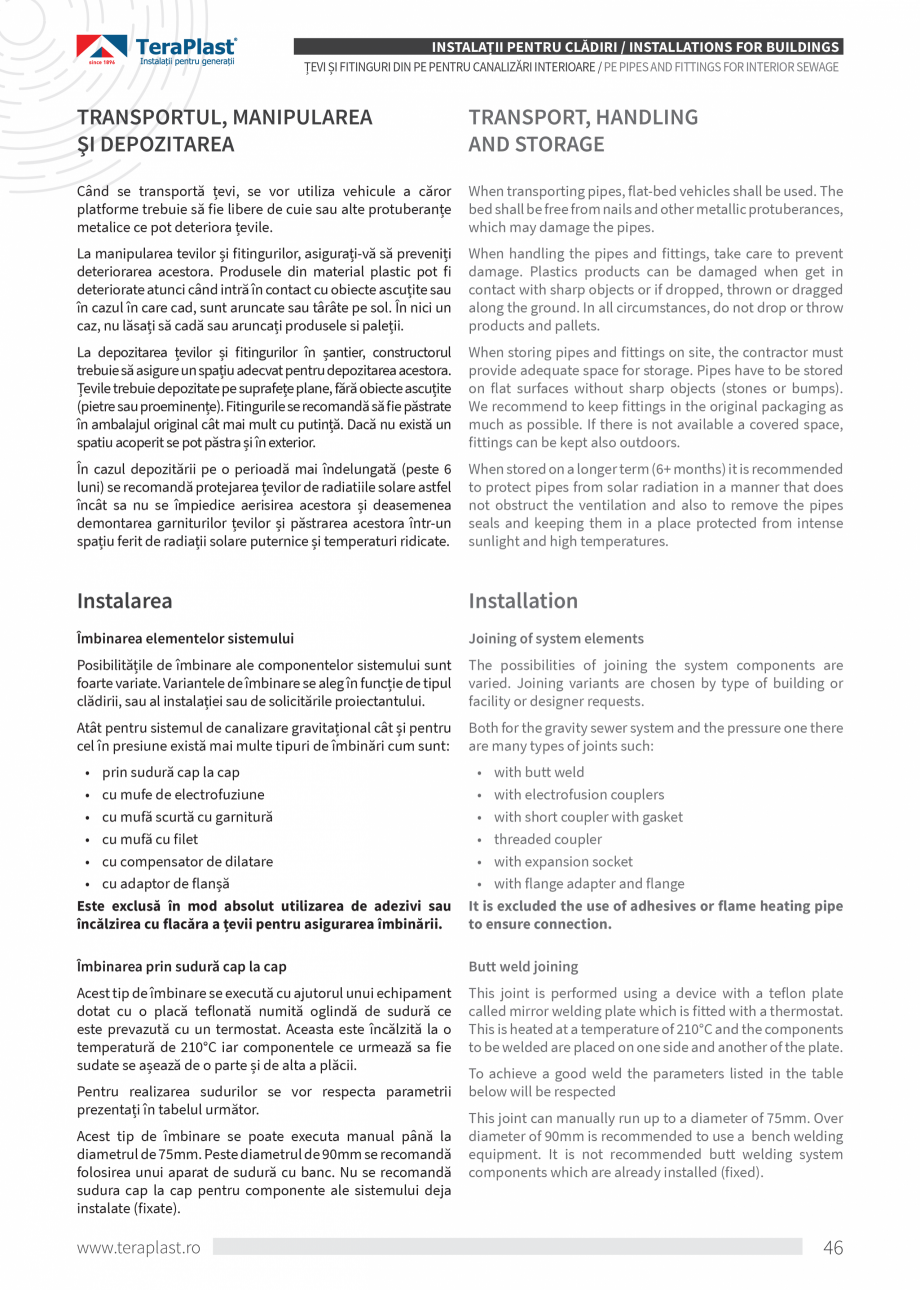 Pagina 46-Catalog tehnic - Interioare  Catalog, brosura Romana, Engleza osebit de netezi.

The water may...