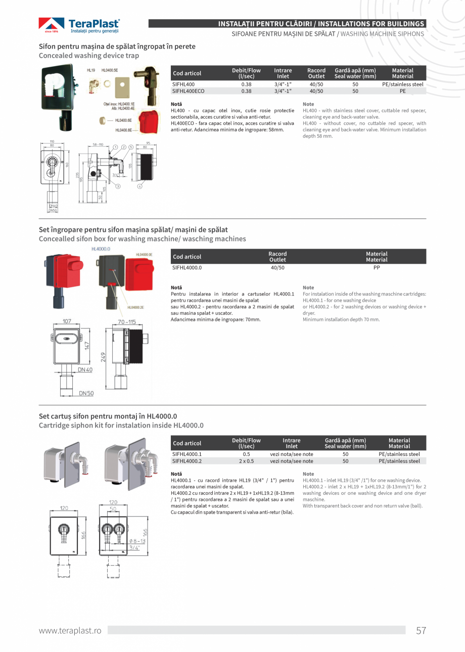 Pagina 57-Catalog tehnic - Interioare  Catalog, brosura Romana, Engleza pes may not exceed 2m. The fixing...