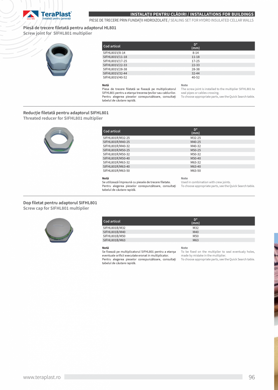 Pagina 96-Catalog tehnic - Interioare  Catalog, brosura Romana, Engleza țevii.
După tăiere, se elimină...