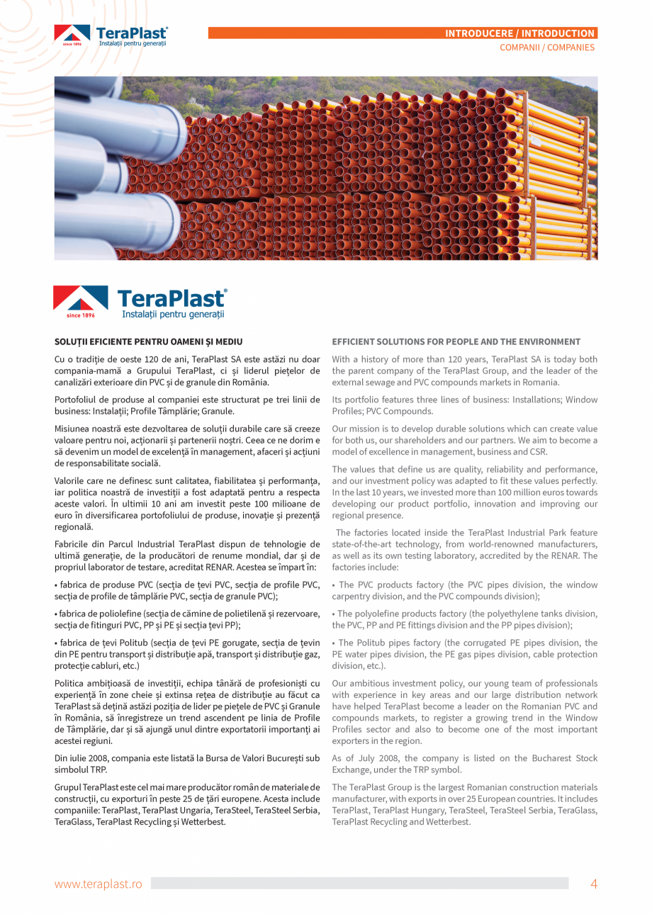 Pagina 4-Catalog tehnic - Exterioare   Catalog, brosura Romana, Engleza any in Romania that
produced...