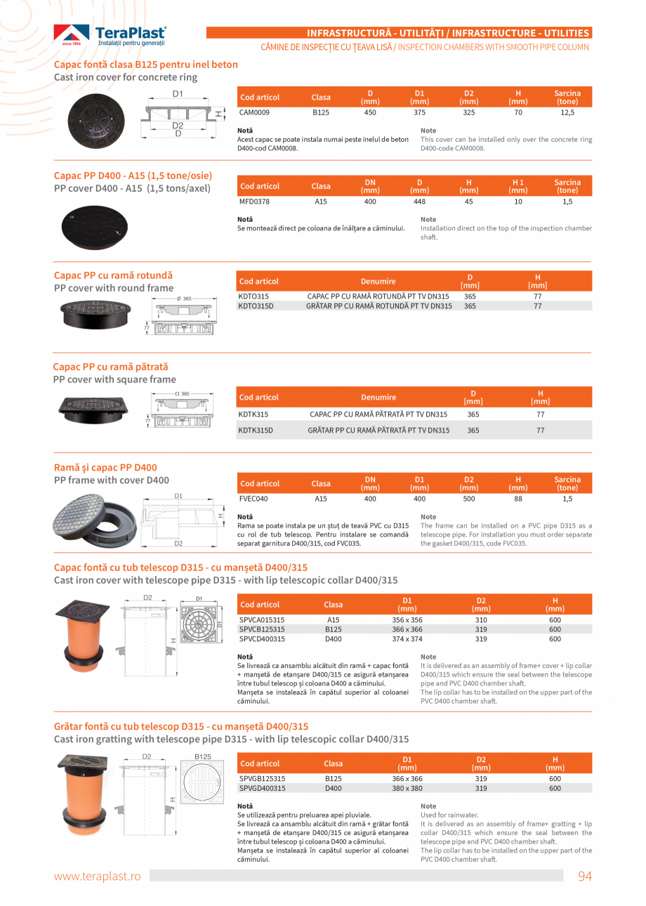 Pagina 94-Catalog tehnic - Exterioare   Catalog, brosura Romana, Engleza de 20cm. Dacă nu este posibil,...