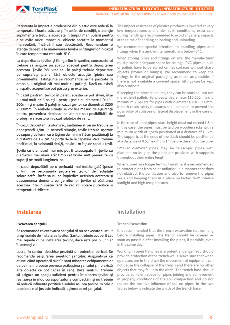 Pagina 12-Tevi si fitinguri PVC TeraPlast Multistrat, Compact Specificații tehnice Romana, Engleza...