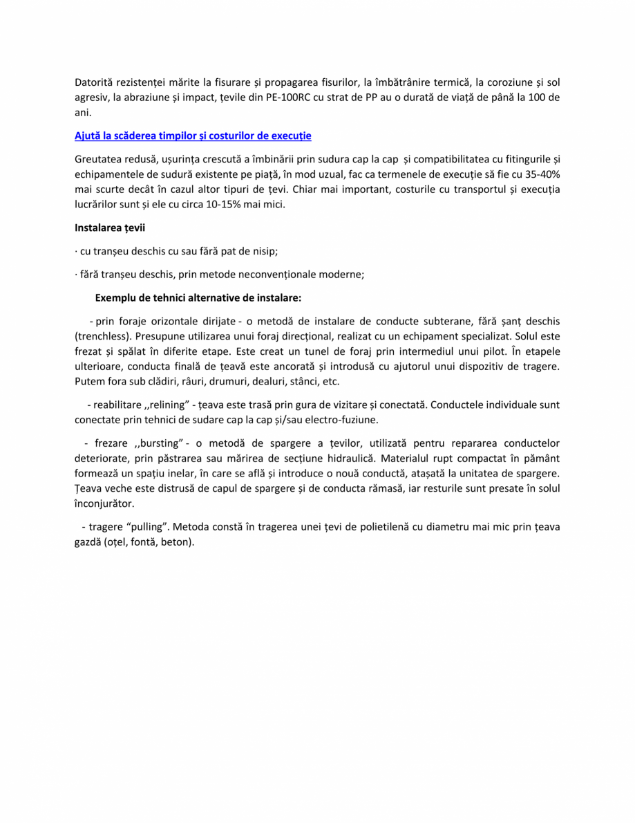 Pagina 2-Beneficiile oferite de teava din polietilena PE-100RC cu strat aditivat PP TeraPlast Catalog,...