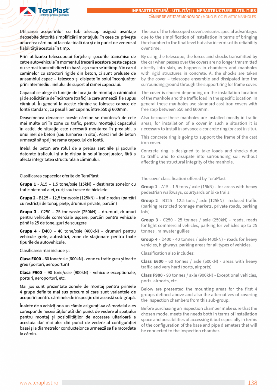 Pagina 4-Camine de vizitare din material plastic monobloc  TeraPlast Catalog, brosura Romana, Engleza we...