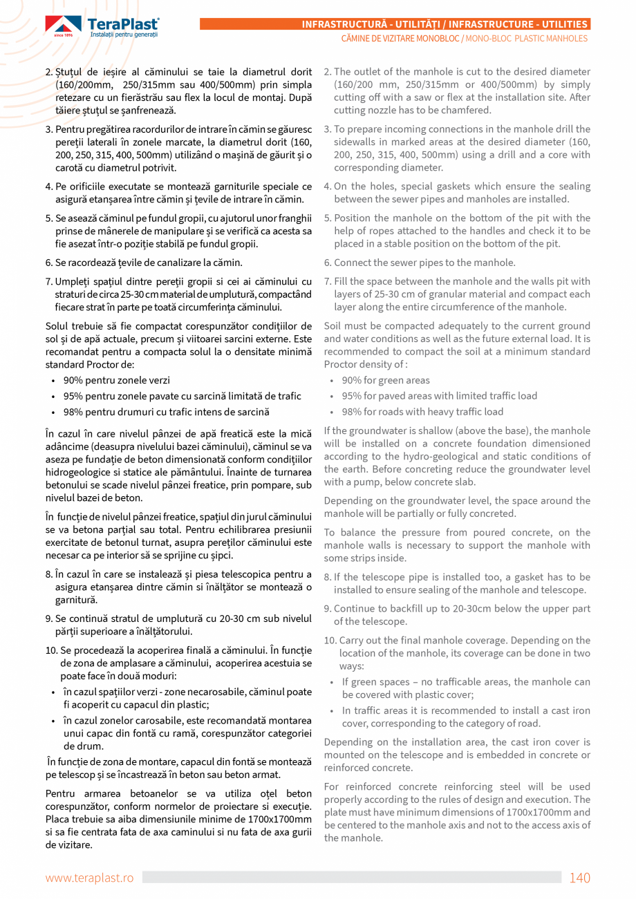 Pagina 6-Camine de vizitare din material plastic monobloc  TeraPlast Catalog, brosura Romana, Engleza ametrul...