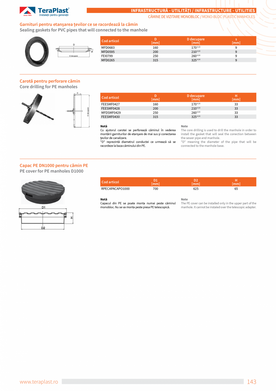 Pagina 9-Camine de vizitare din material plastic monobloc  TeraPlast Catalog, brosura Romana, Engleza  class....