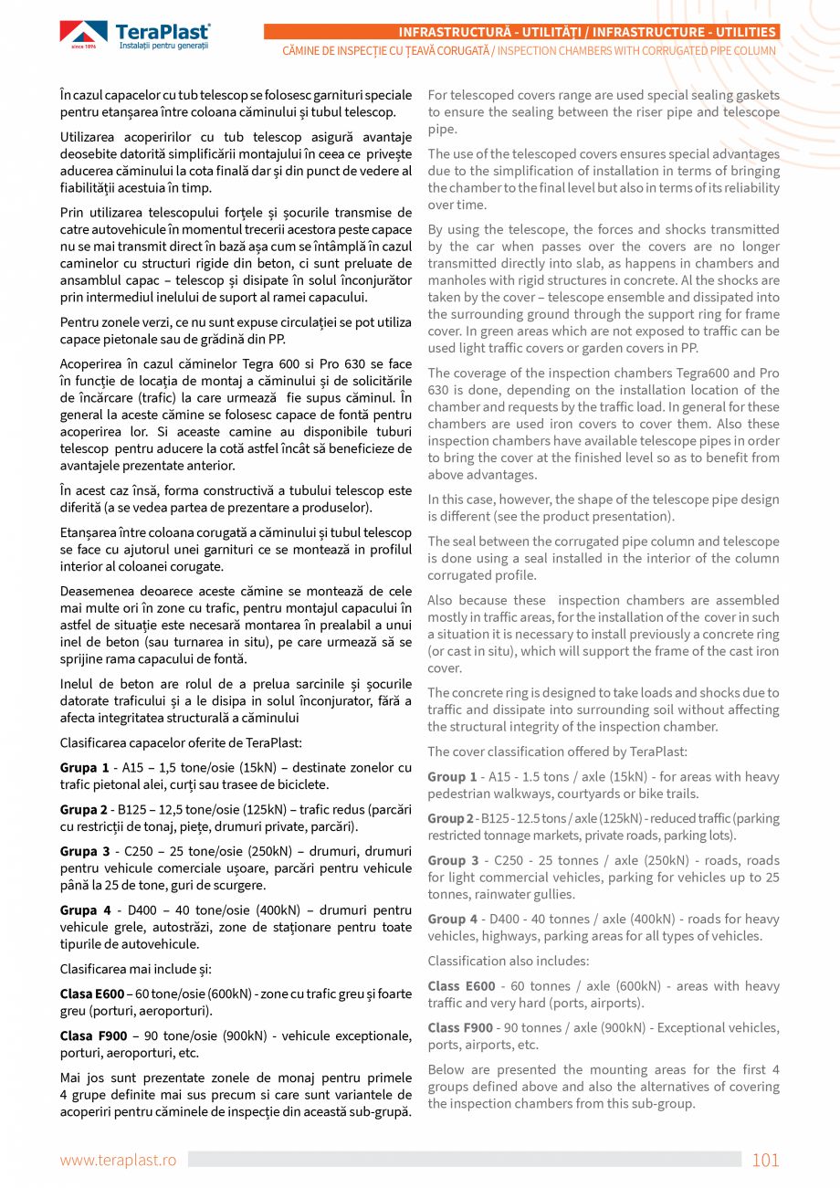 Pagina 5-Cămine de inspecție cu coloană din țeava corugată TeraPlast Catalog, brosura Romana, Engleza...