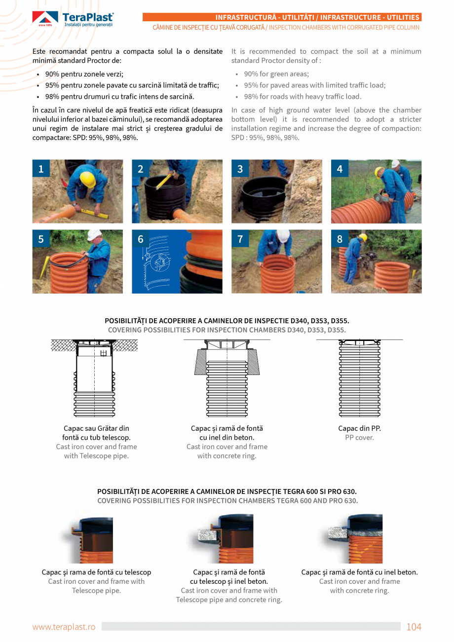 Pagina 8-Cămine de inspecție cu coloană din țeava corugată TeraPlast Catalog, brosura Romana, Engleza...