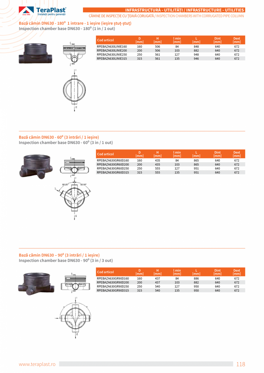 Pagina 22-Cămine de inspecție cu coloană din țeava corugată TeraPlast Catalog, brosura Romana, Engleza...
