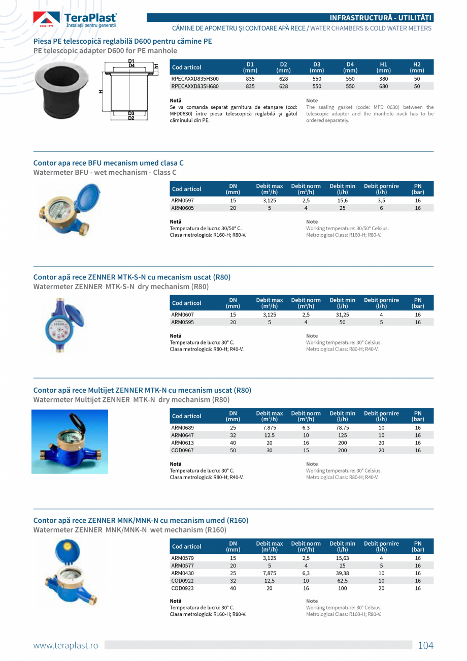 Pagina 6-Camine de apometru pentru retele de apa TeraPlast Catalog, brosura Romana, Engleza I
CĂMINE DE...