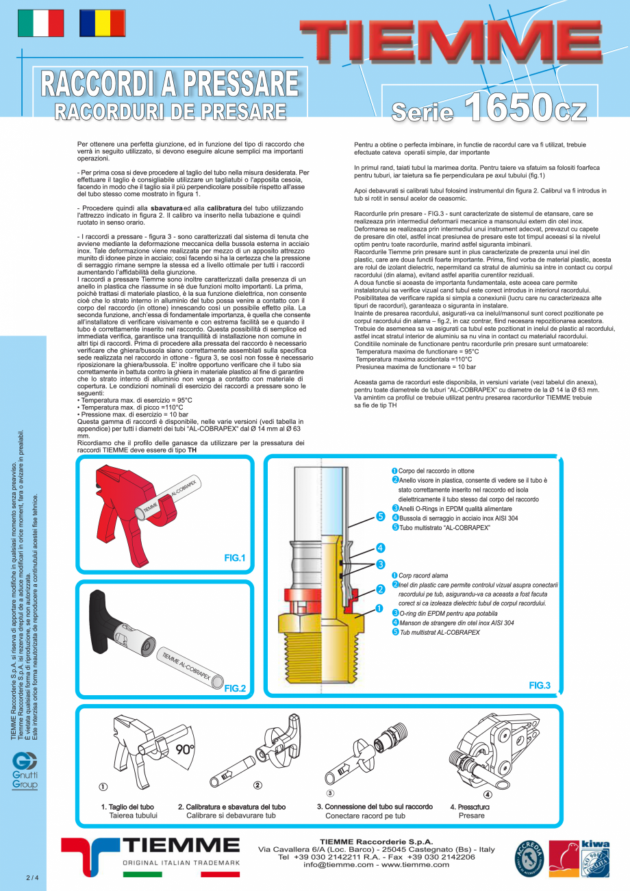 Pagina 2- Racord drept M TIEMME 1650 Fisa tehnica Romana 