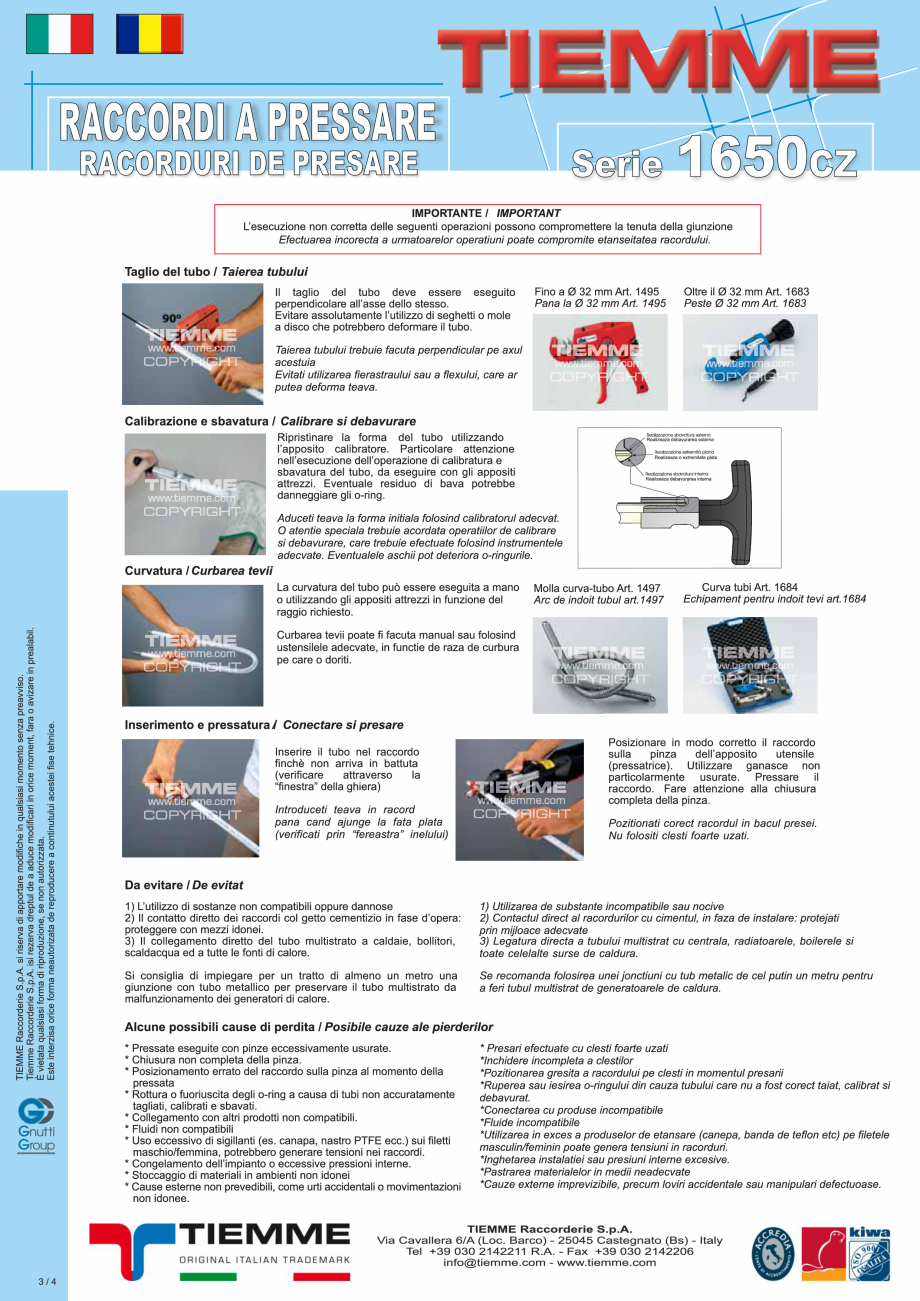 Pagina 3- Racord drept M TIEMME 1650 Fisa tehnica Romana 