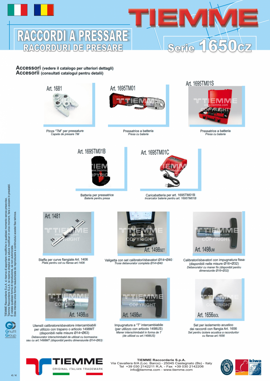 Pagina 4- Racord drept M TIEMME 1650 Fisa tehnica Romana 
