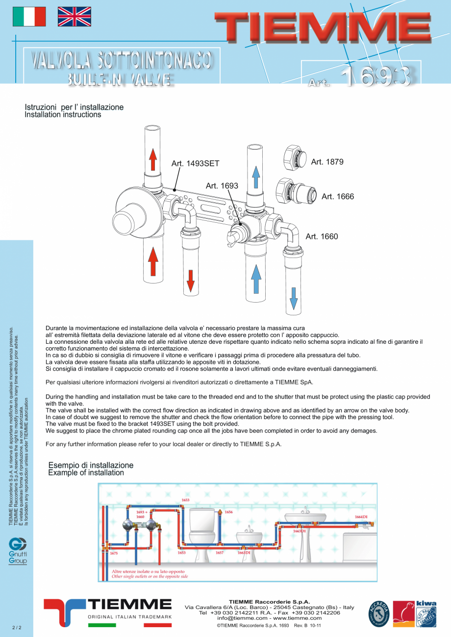 Pagina 2-Robinet cu 3 cai – versiunea de incastrat TIEMME 1693 Fisa tehnica Italiana tions :

110°C
10...