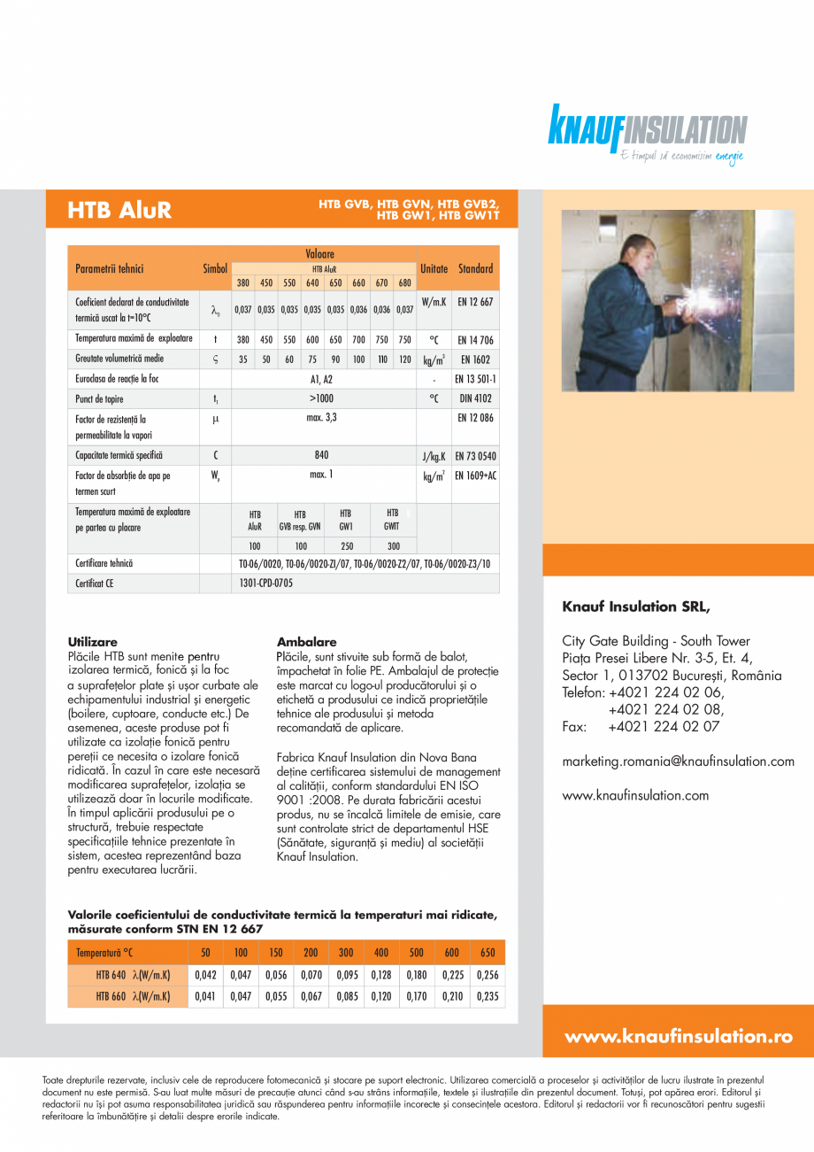 Pagina 2-Vata minerala bazaltica pentru izolatii tehnice BANDATECH HTB AluR Fisa tehnica inisare uşoară din...