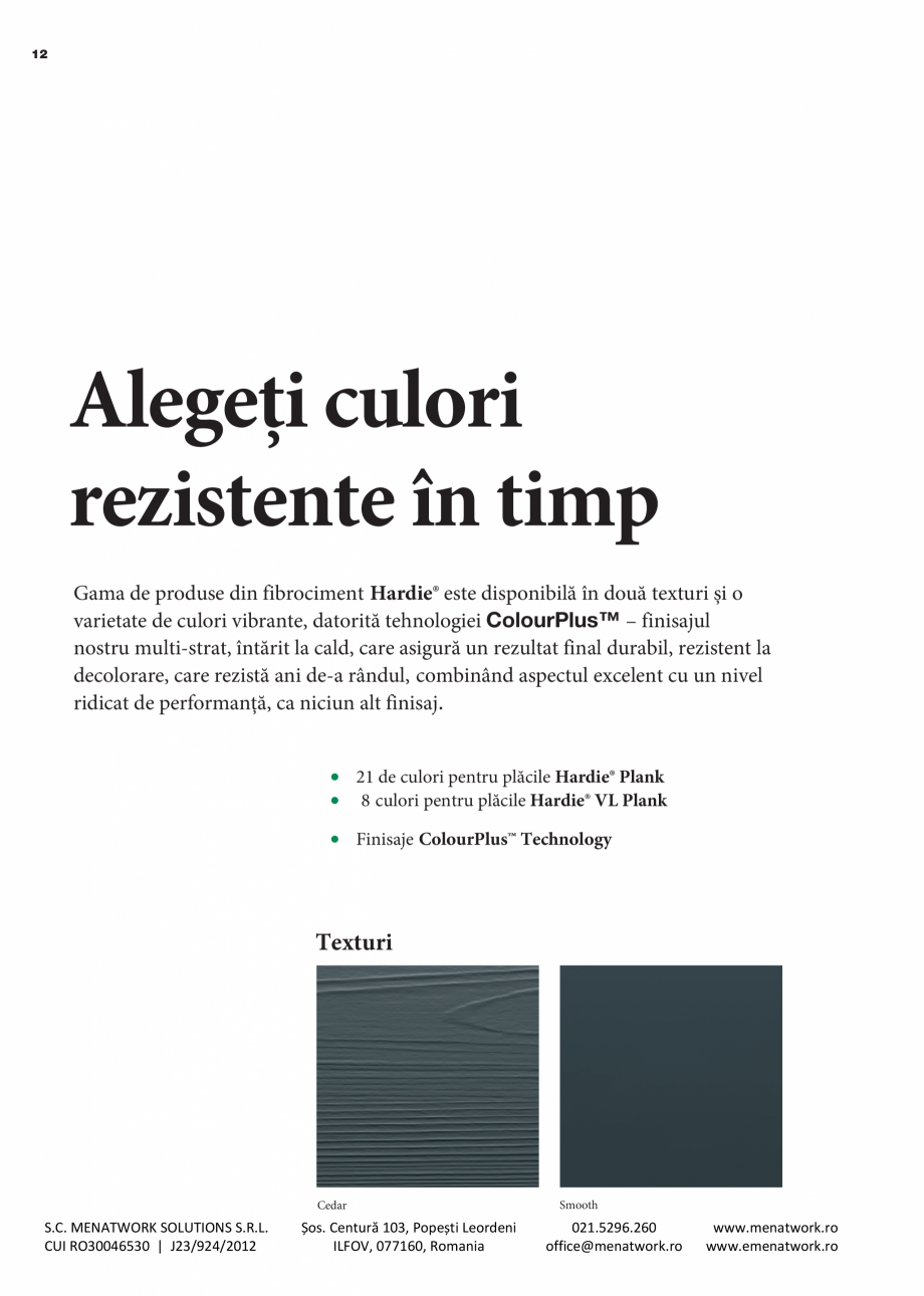 Pagina 12-Fațade ventilate tip siding-lambriu din fibrociment - James Hardie Plank James Hardie Catalog,...