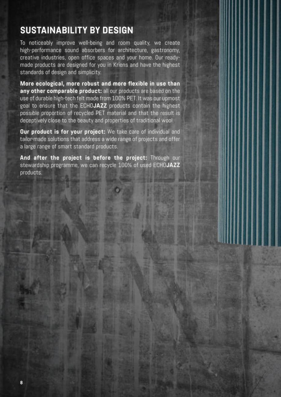 Pagina 8-Panouri pentru absorție acustică ECHOJAZZ EchoBoards Catalog, brosura rted!

12

COMPANY PROFILE
...