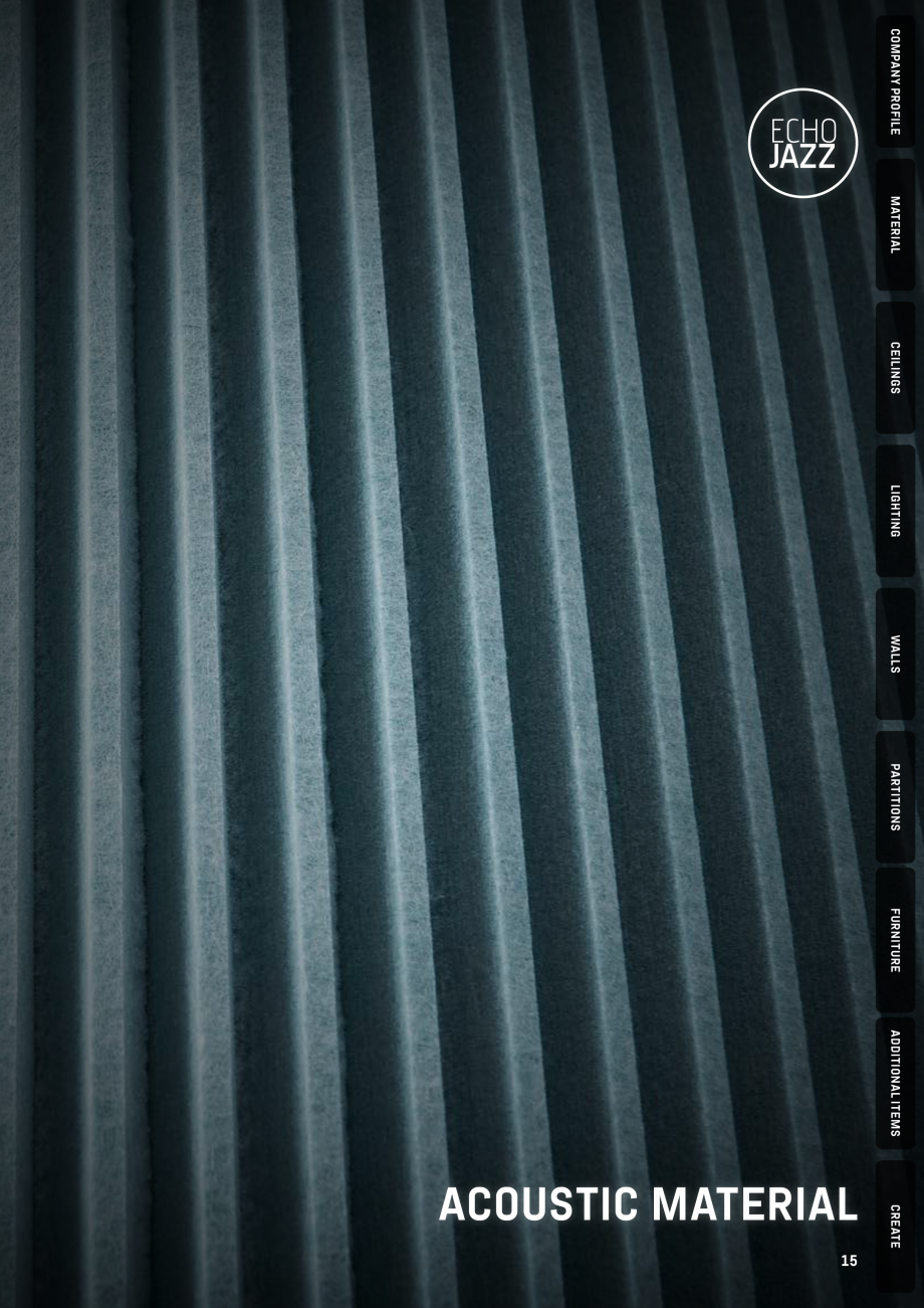 Pagina 15-Panouri pentru absorție acustică ECHOJAZZ EchoBoards Catalog, brosura 
ENVIRONMENTAL...