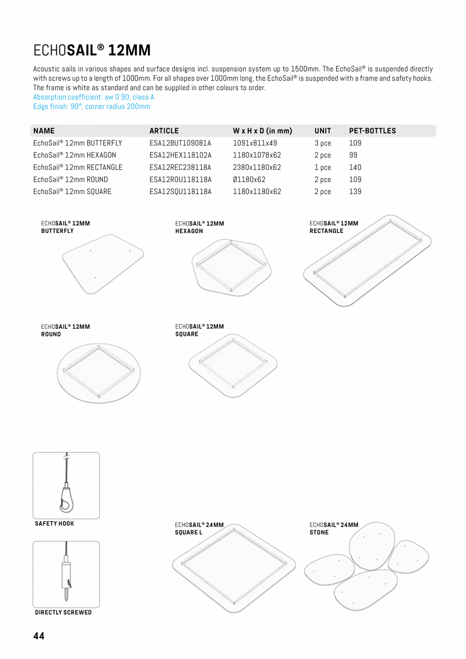 Pagina 41-Panouri pentru absorție acustică ECHOJAZZ EchoBoards Catalog, brosura 
NAME

ARTICLE

W x H x D...