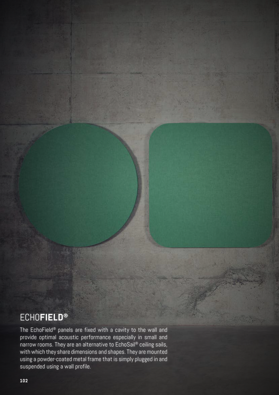 Pagina 99-Panouri pentru absorție acustică ECHOJAZZ EchoBoards Catalog, brosura  To hang
the EchoBaffle®,...