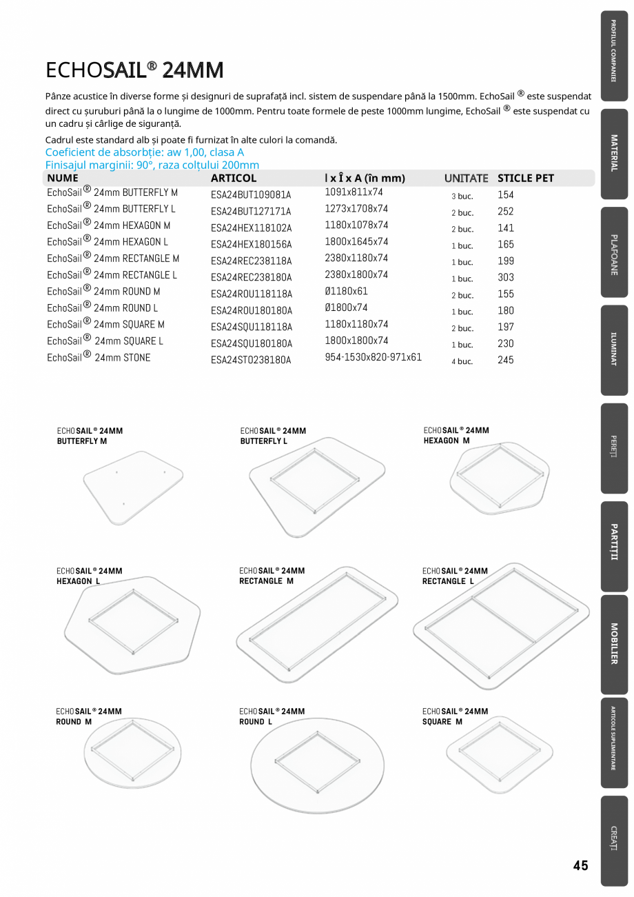 Pagina 42 - Plafoane cu absorbție acustică ECHOJAZZ EchoJazz Catalog, brosura LE M (*Set de 2)...