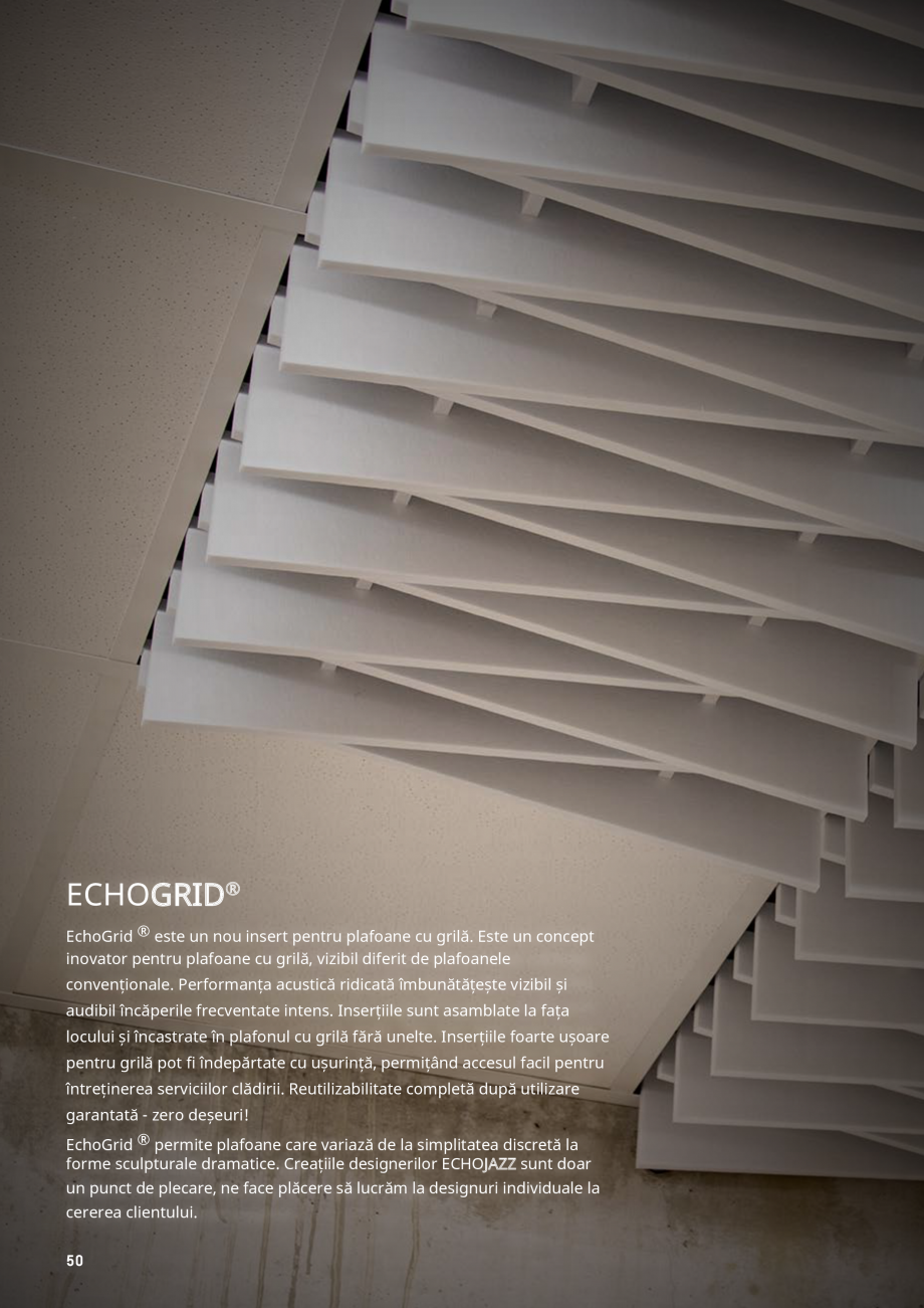 Pagina 47-Plafoane cu absorbție acustică ECHOJAZZ EchoJazz Catalog, brosura  conică și sunt în prezent...