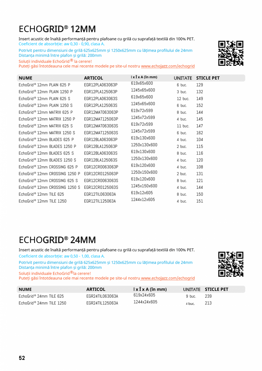 Pagina 49-Plafoane cu absorbție acustică ECHOJAZZ EchoJazz Catalog, brosura ficient de absorbție: aw 0,90, ...