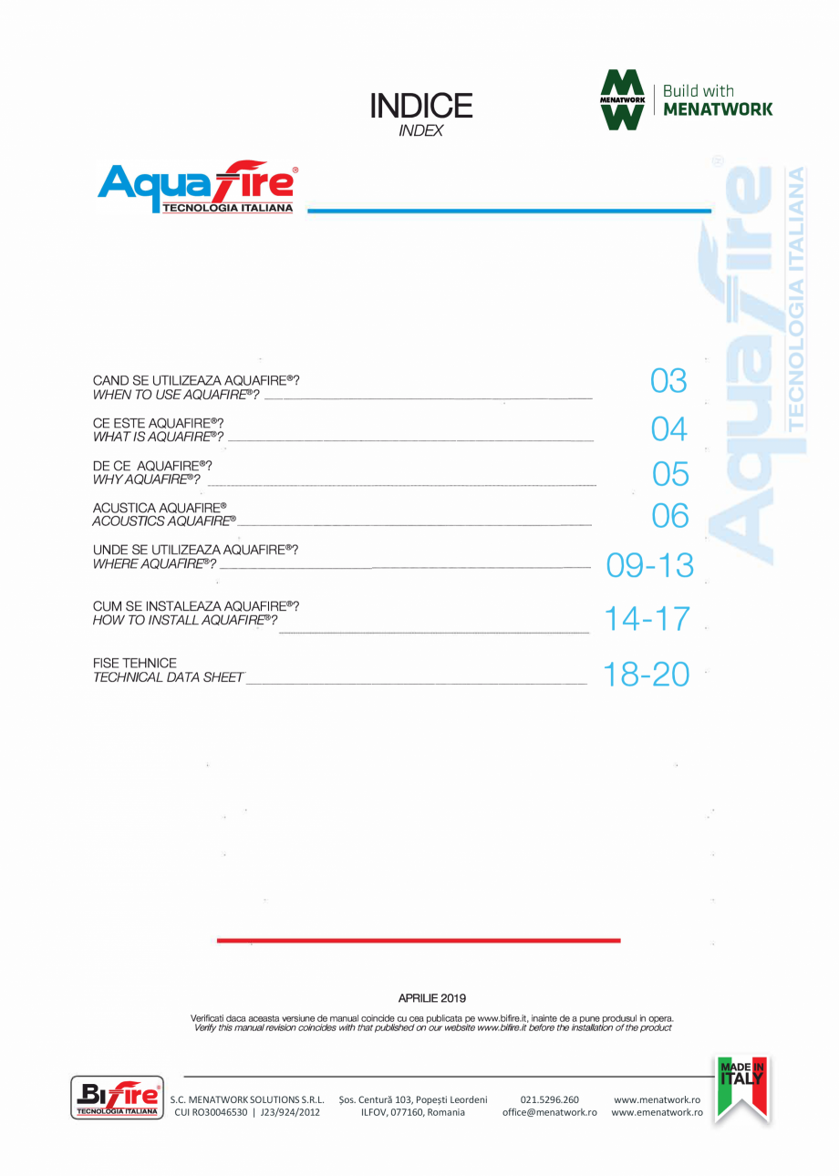 Pagina 3 - Placa pentru pereti exteriori si medii umede Bifire AquaFire Catalog, brosura Romana...
