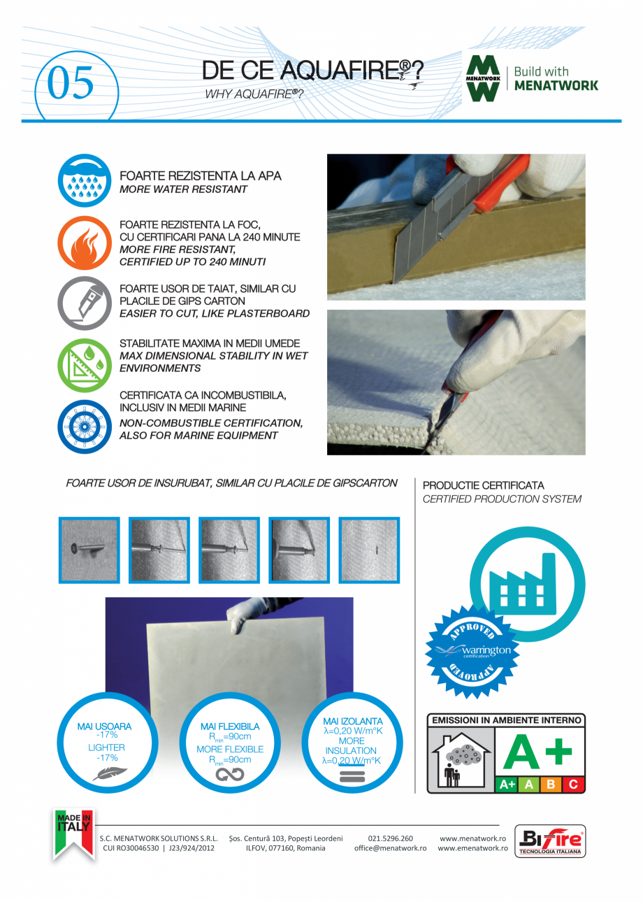 Pagina 6-Placa pentru pereti exteriori si medii umede Bifire AquaFire Catalog, brosura Romana 
www.menatwork....