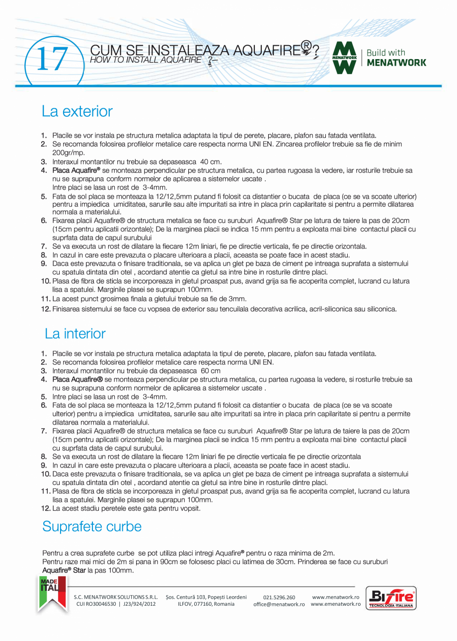 Pagina 18-Placa pentru pereti exteriori si medii umede Bifire AquaFire Catalog, brosura Romana n humid ambient...