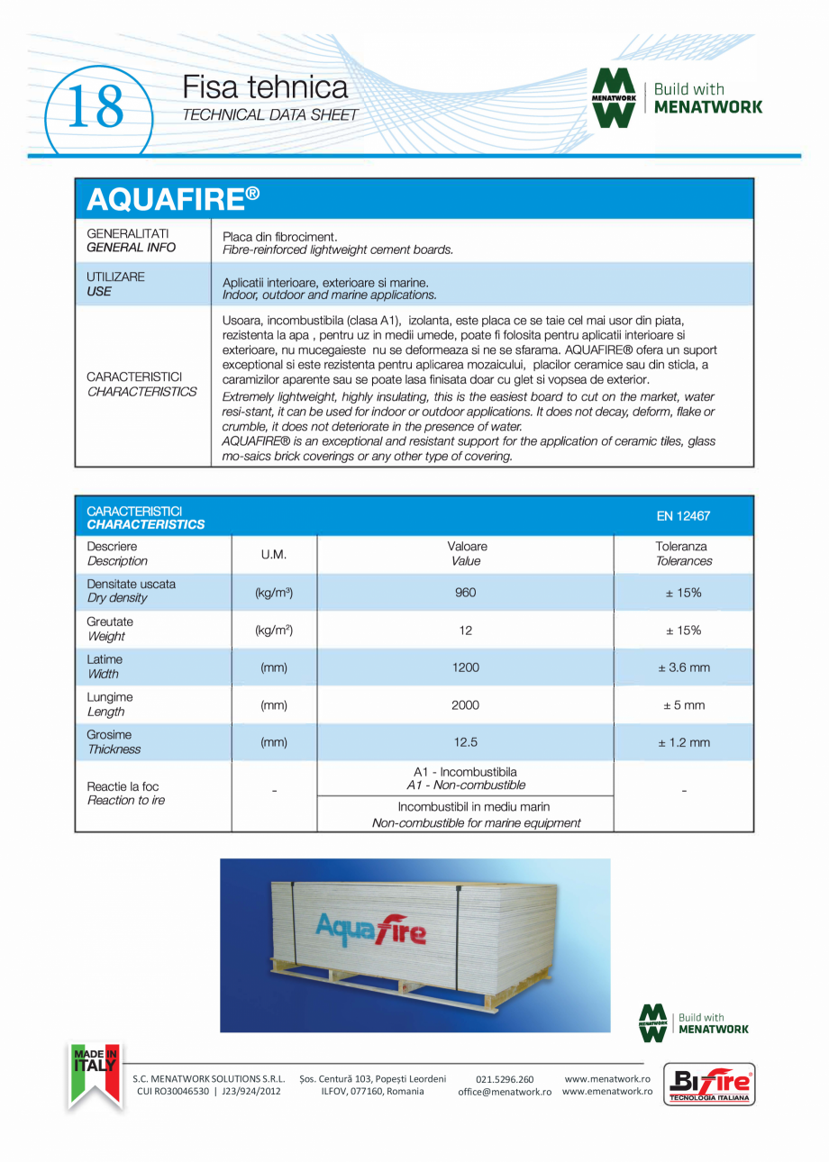 Pagina 19-Placa pentru pereti exteriori si medii umede Bifire AquaFire Catalog, brosura Romana  0.6mm....