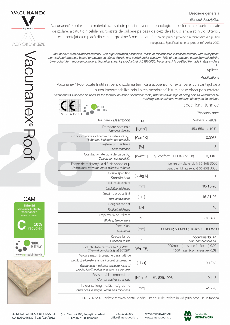 Pagina 28-Panou pentru izolație termică performantă Bifire Vacunanex Catalog, brosura Romana sum...