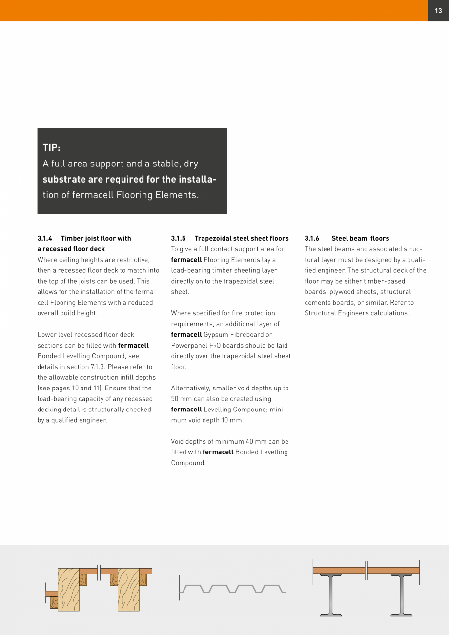 Pagina 13-Șape uscate Fermacell Fermcell Catalog, brosura Romana , hallways, aisles etc.. (foot traffic only)...