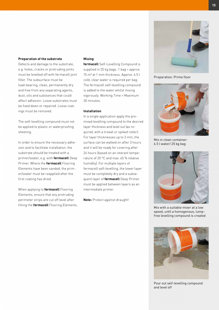 Pagina 15-Șape uscate Fermacell Fermcell Catalog, brosura Romana page 27).
** If the non-laminated fermacell ...