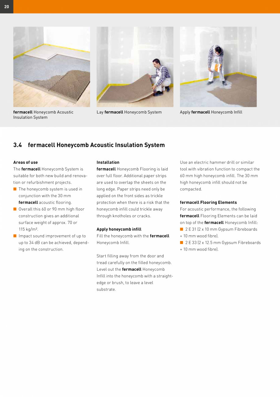 Pagina 20-Șape uscate Fermacell Fermcell Catalog, brosura Romana Gypsum Fibre- H2O board
board + 10 mm
Wood...