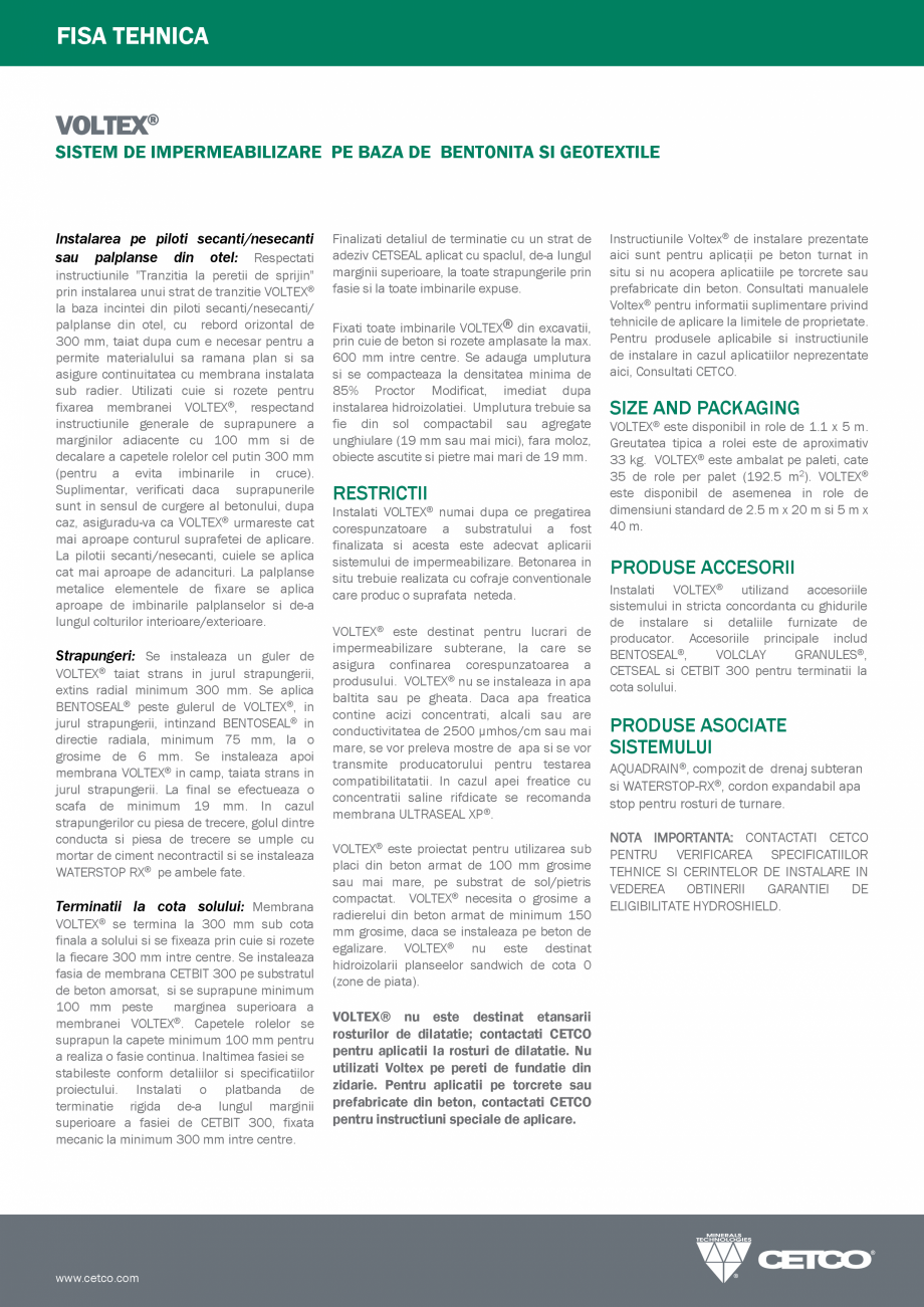 Pagina 3-Sistem de impermeabilizare pe baza de bentonita si geotextile INOVECO VOLTEX® Fisa tehnica...