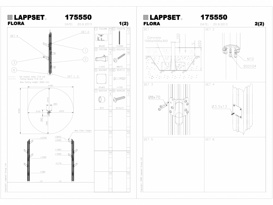 Pagina 1-CAD-DWG Echipament de joaca pentru copii - 175550(2) LAPPSET Detaliu de produs FLORA 