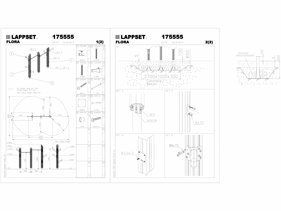 Pagina 1-CAD-DWG Echipament de joaca pentru copii - 175555(2) LAPPSET Detaliu de produs FLORA 