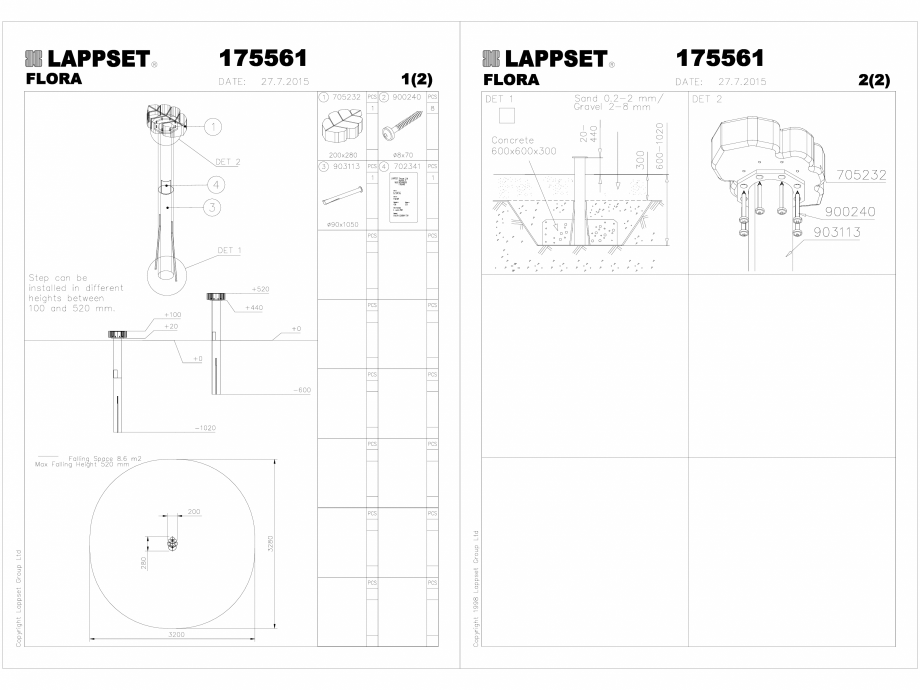Pagina 1-CAD-DWG Echipament de joaca pentru copii - 175561(2) LAPPSET Detaliu de produs FLORA 