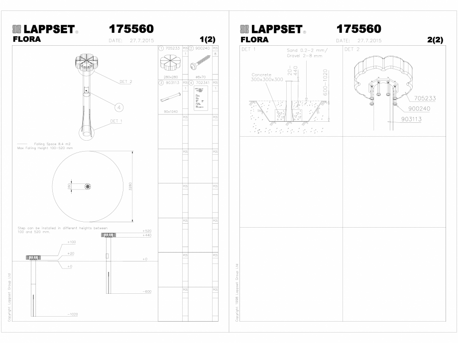 Pagina 1 - CAD-DWG Echipament de joaca pentru copii - 175560(2) LAPPSET Detaliu de produs FLORA 