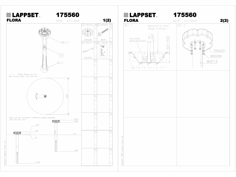 Pagina 1-CAD-DWG Echipament de joaca pentru copii - 175560(2) LAPPSET Detaliu de produs FLORA 