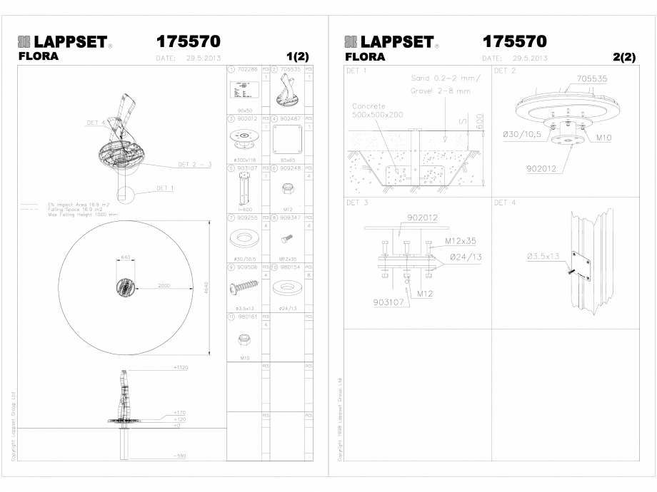 Pagina 1-CAD-DWG Echipament de joaca pentru copii - 175570(2) LAPPSET Detaliu de produs FLORA 