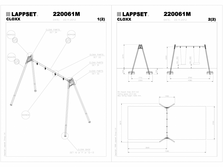 Pagina 1-CAD-DWG Echipament de joaca pentru copii - 220061M(2) LAPPSET Detaliu de produs CLOXX 