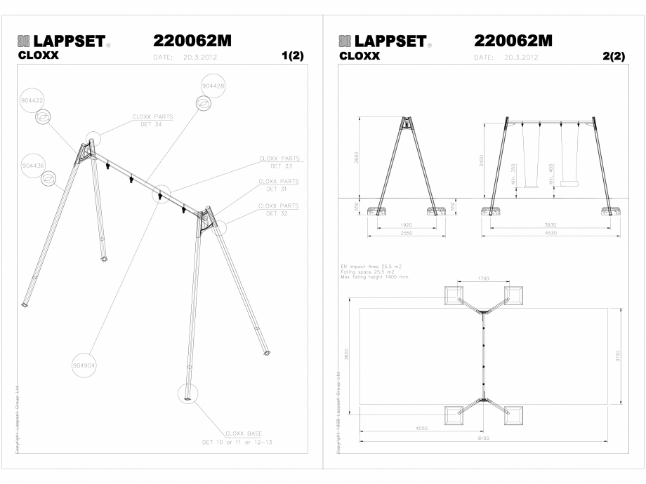Pagina 1-CAD-DWG Echipament de joaca pentru copii - 220062M(2) LAPPSET Detaliu de produs CLOXX 