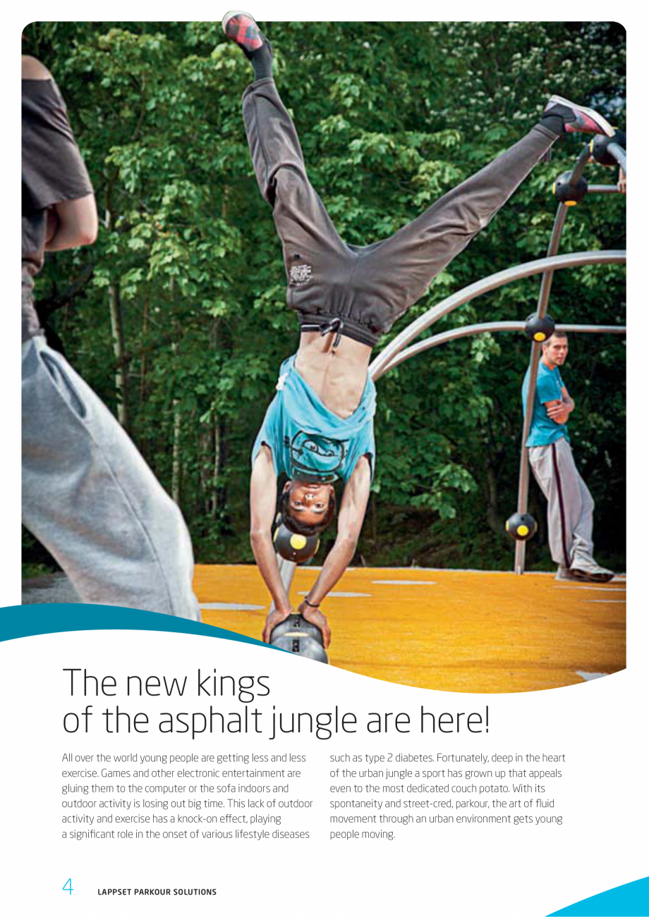 Pagina 4-Echipamente si solutii pentru Parkour  LAPPSET CLOXX Catalog, brosura Engleza Lappset in designing...