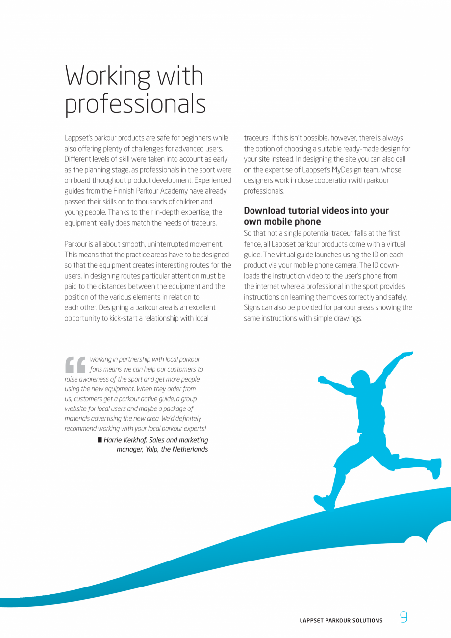 Pagina 9-Echipamente si solutii pentru Parkour  LAPPSET CLOXX Catalog, brosura Engleza oves that
the sport...