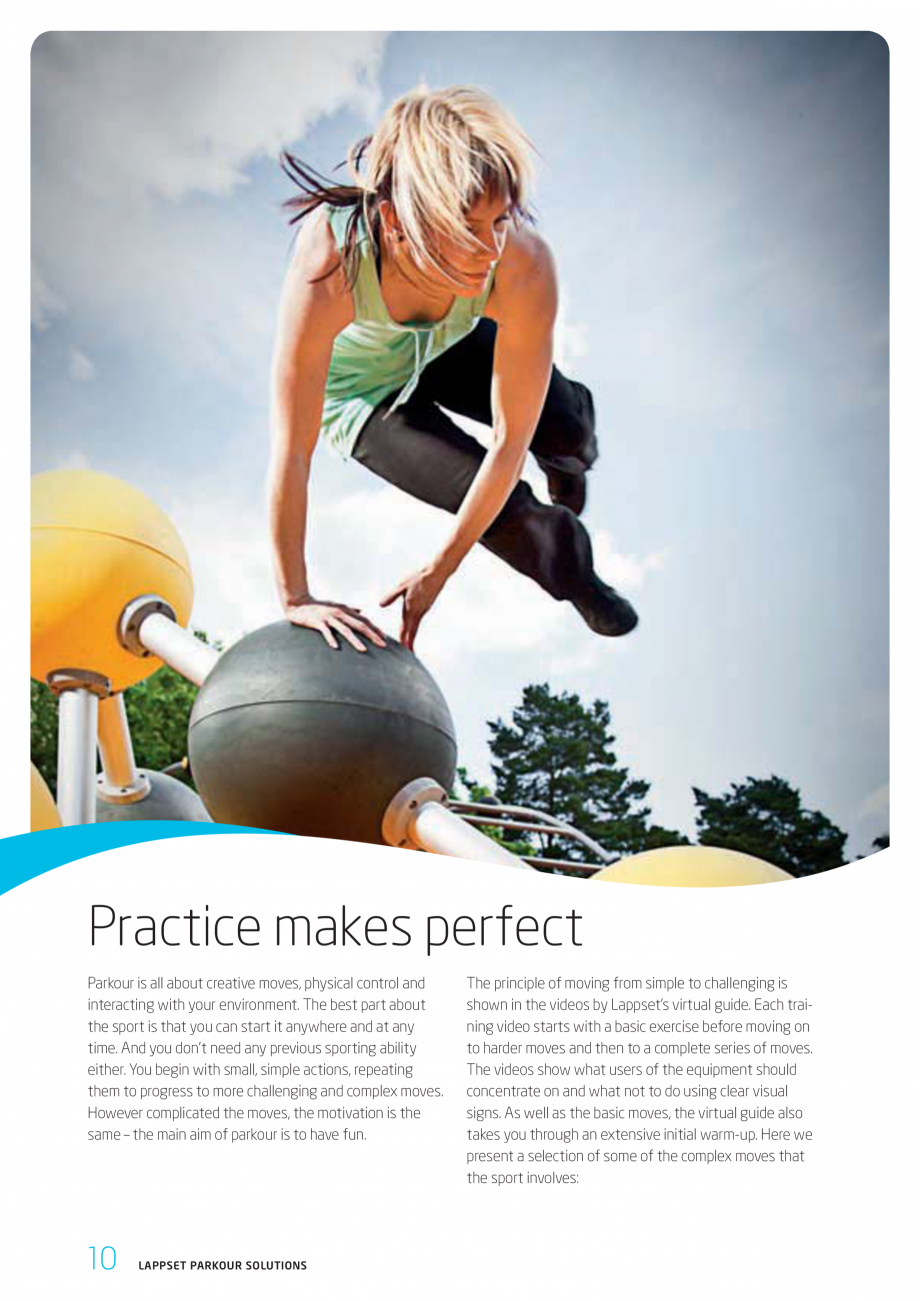 Pagina 10-Echipamente si solutii pentru Parkour  LAPPSET CLOXX Catalog, brosura Engleza face and push off it...