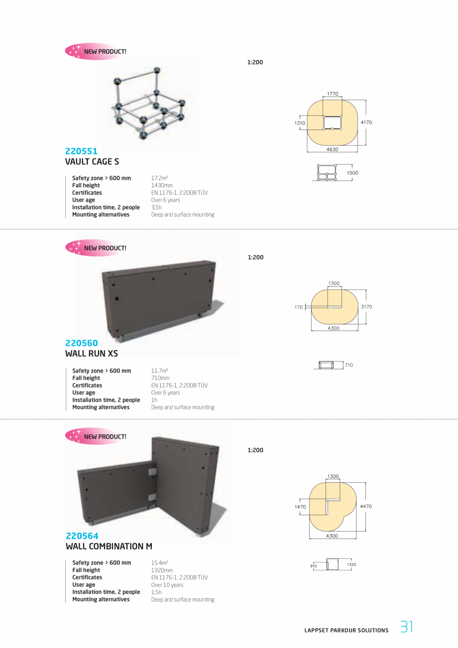 Pagina 31-Echipamente si solutii pentru Parkour  LAPPSET CLOXX Catalog, brosura Engleza 